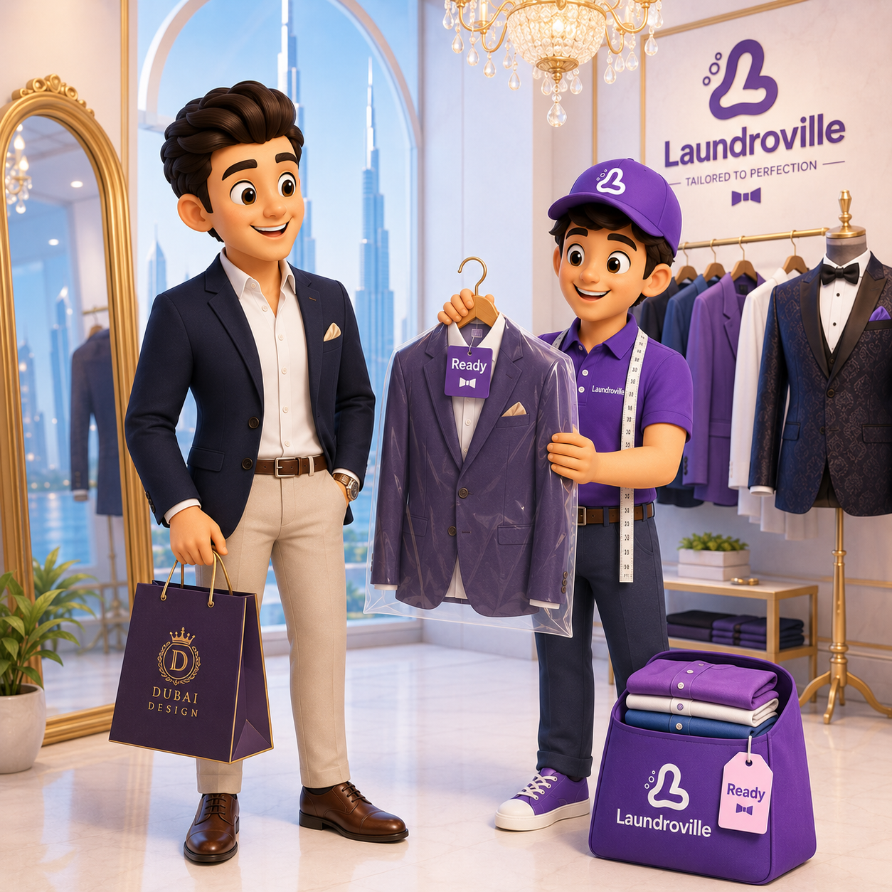 Laundroville luxury garment owner character