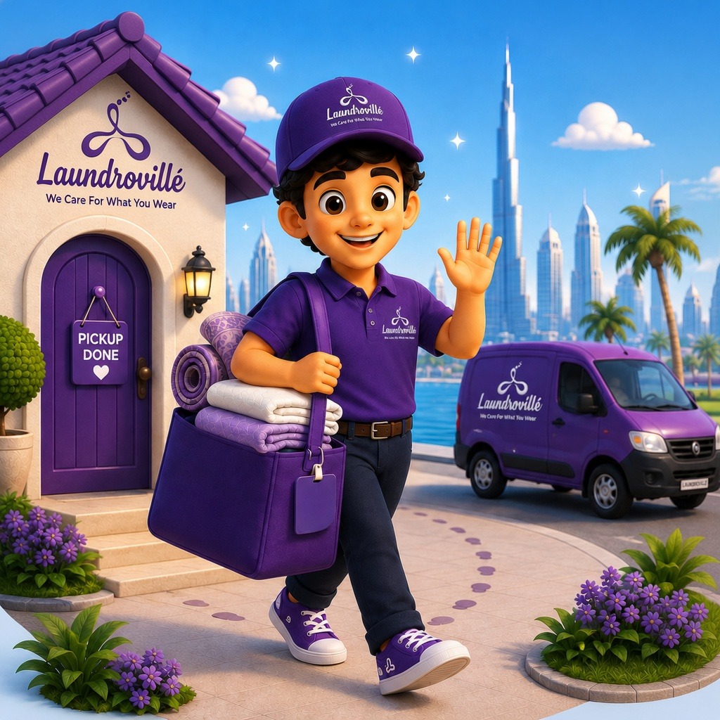 Laundroville specialist visits your home for pickup in Dubai